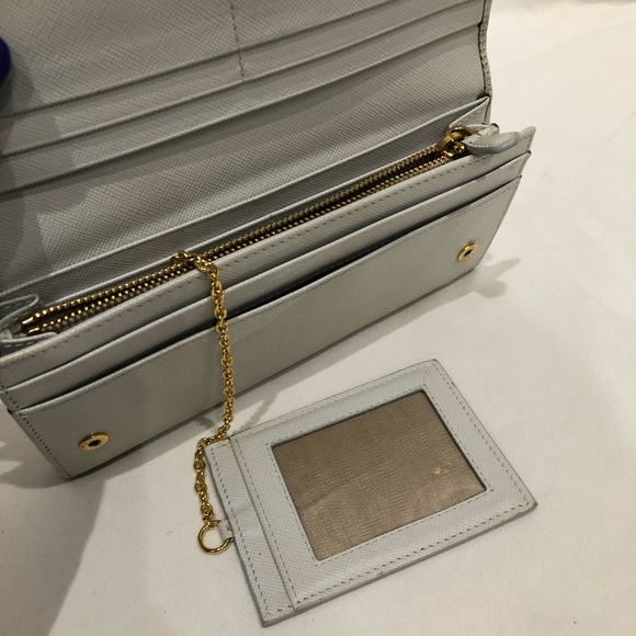 Prada White Saffiano Leather Long Wallet Sku#84118 (gently used, color loss) - Picture 11 of 15